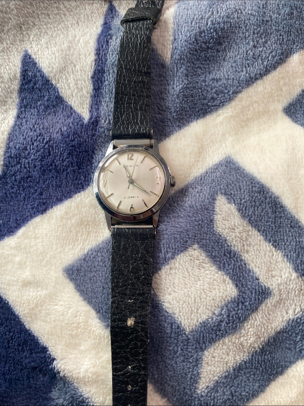 Vintage Baron 21 Jewels Mechanical Watch - Black Leather
